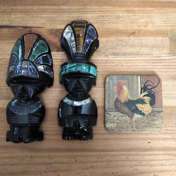 Onyx / obsidian (?) Mexican Aztec Mayan figurines (set of two) - Picture 3 of 10